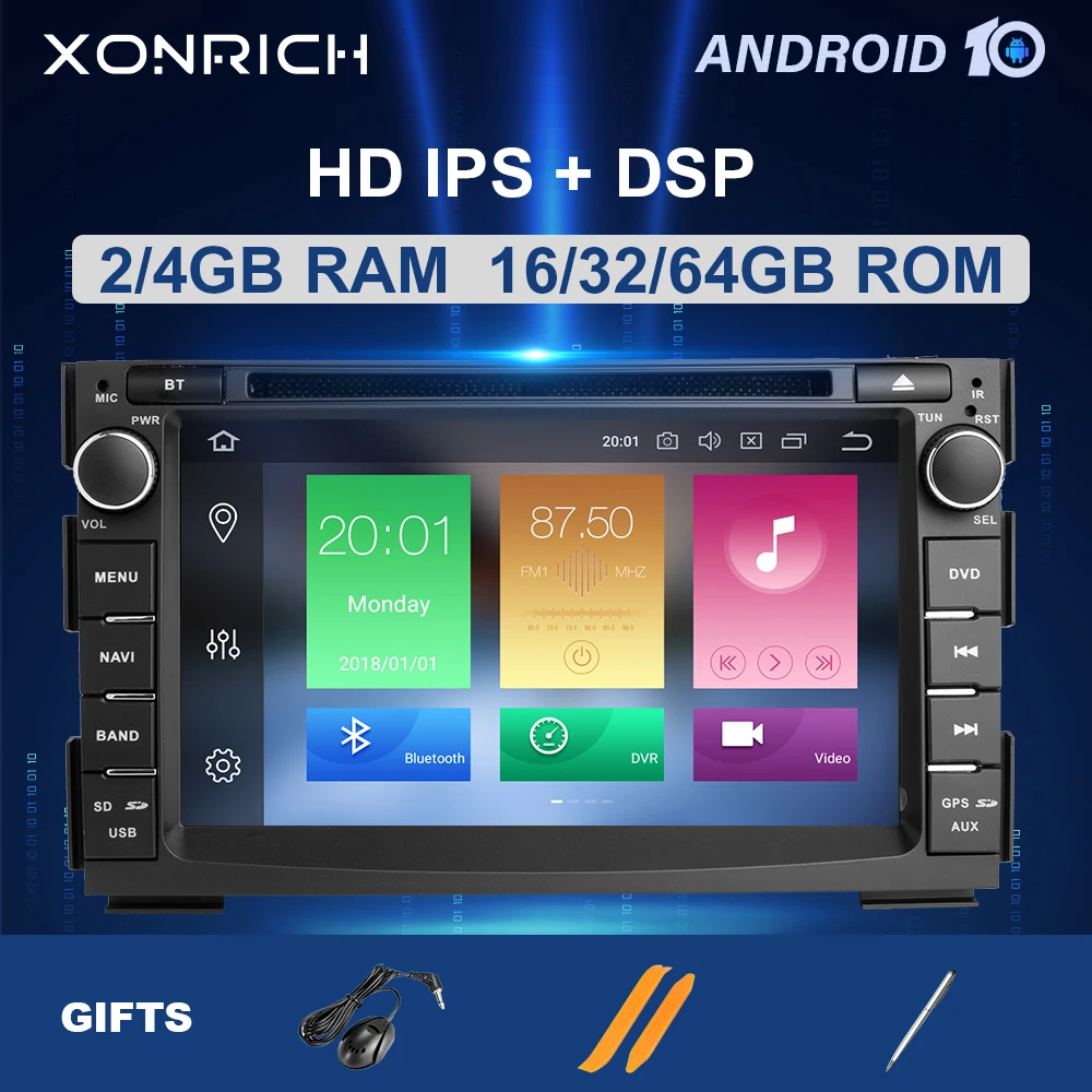 Автомобильный DVD-плеер мультимедийный проигрыватель на Android 10 4 Гб ОЗУ с GPS Glonass для
