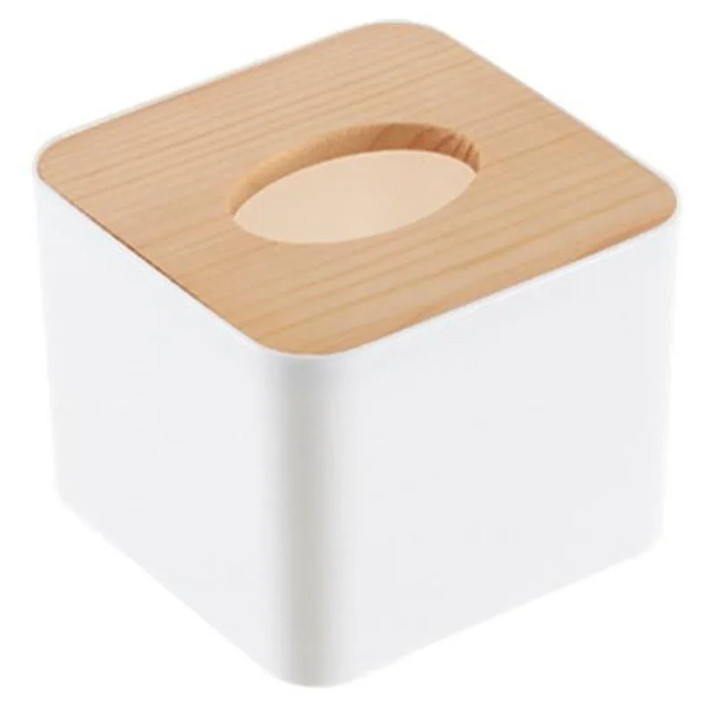 Wood Cover Car Plastic Tissue Box Holder Kitchen Storage Box Office Home Organizer Table Tissue Box with Phone Shelf