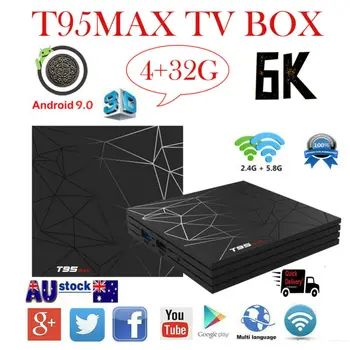 

T95 Max 6K Android9.0 Smart TV Box 4+64GB Quad Core 3D HD WIFI Media Player