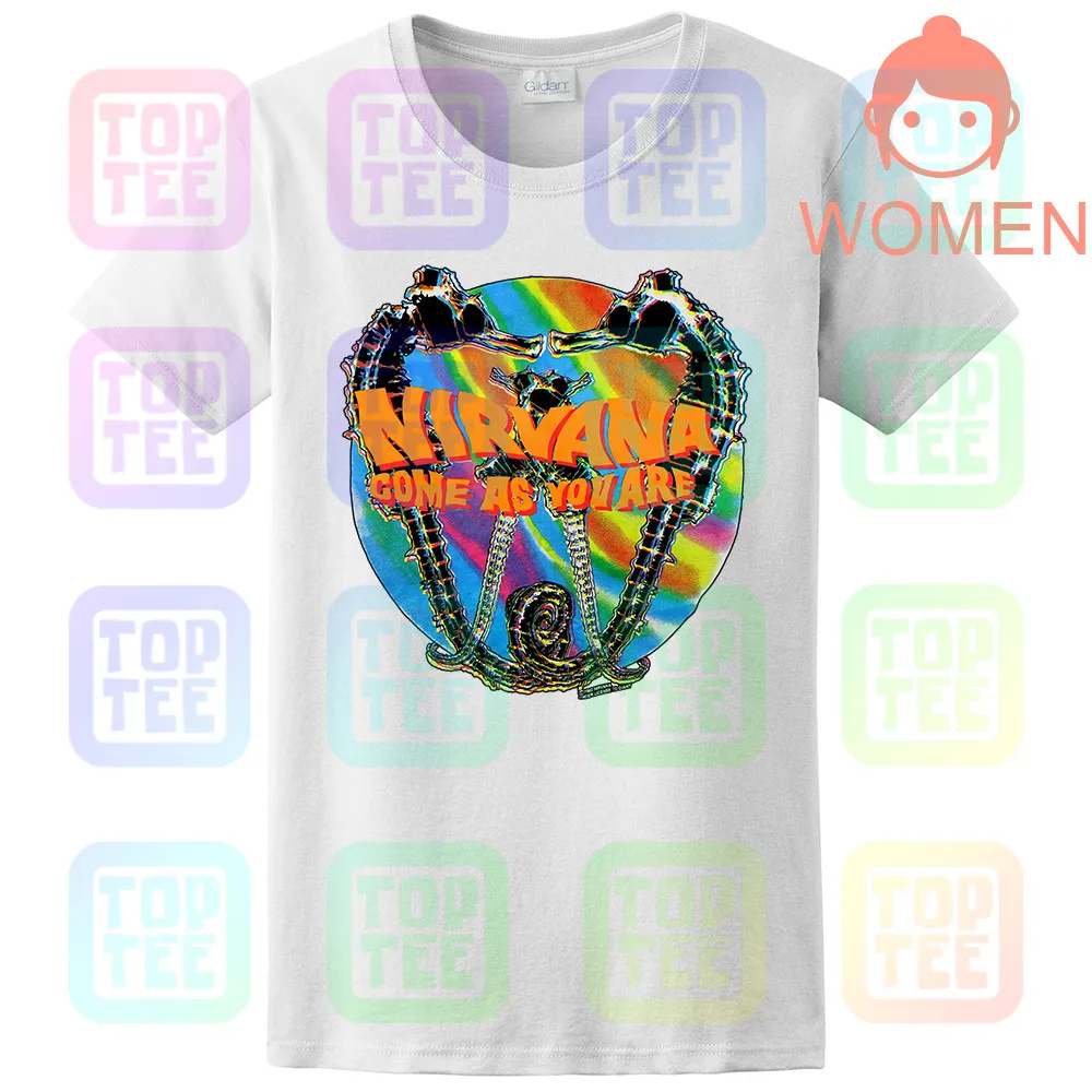 WOMEN-WHITE Винтажная рубашка Nirvana, как ты, '92 Seahorses, аутентичный размер, S-2XL, перепринт - Цвет: WOMEN-WHITE
