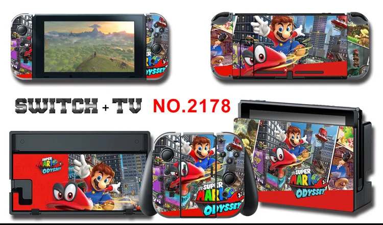 1set New Cute Anime Full Body Sticker for NS Switch Protective Cover Skin Colorful Art for Game Console Joy-Con Controller Decor