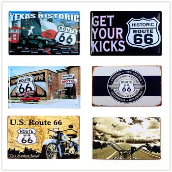 

20*30cm Retro Plaque US Route 66 Motorcycle metal Tin Signs Wall Poster Home Decor Plate Bar Club Wall Decoration Painting A129