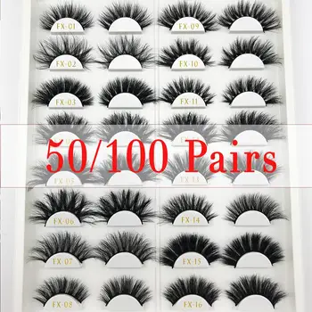 

FOXYFOX Wholesale order 50/100 pairs/lot free logo Custom box soft lashes long eyelash extension real mink eyelash for makeup