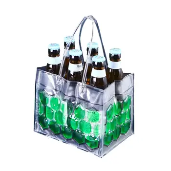 

1pc 6 bottles 350ml environmental protection PVC wine bottle refrigerating cooler ice pack 4 sides beer gel carrier refrigerated
