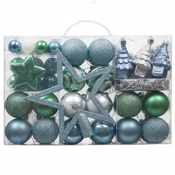

100 Pcs Christmas Gift Pack Blue Green Christmas Tree Decoration Pendant Holiday Decoration Charm Large Christmas Balls Suit