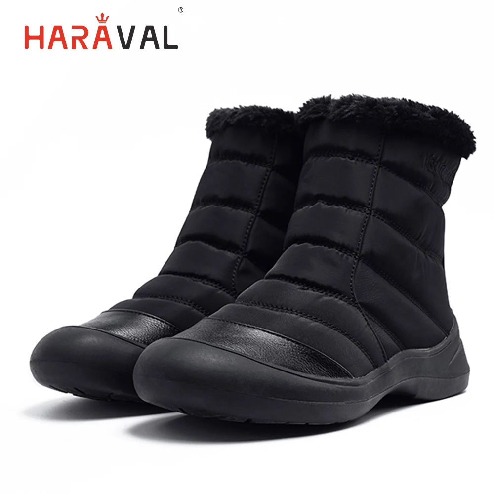 HARAVAL/классические женские Теплые ботильоны; Высококачественная обувь на низком каблуке из хлопчатобумажной ткани с круглым носком; однотонные повседневные зимние классические зимние ботинки