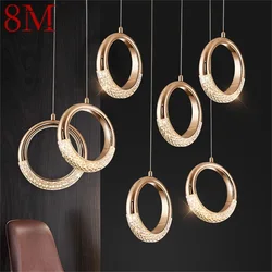 Lampe LED suspendue avec anneau rond, design moderne et créatif, luminaire décoratif d'intérieur, idéal pour une salle à manger, 8M 