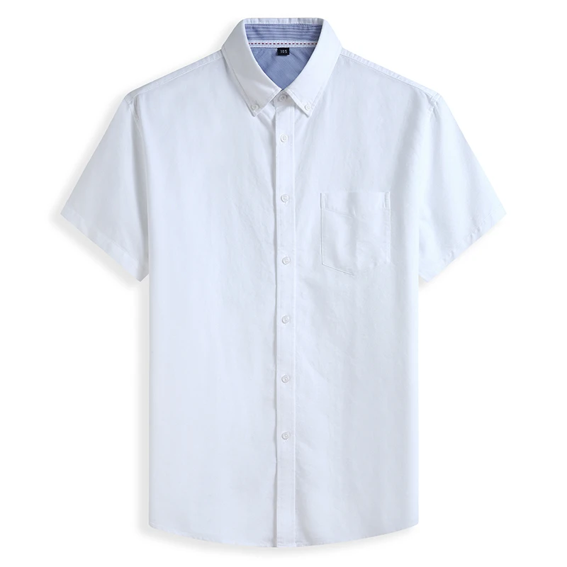 100% Cotton Oxford Shirt Summer Men's Casual Loose Solid Color Short Sleeve Shirt 5XL 6XL 7XL 8XL