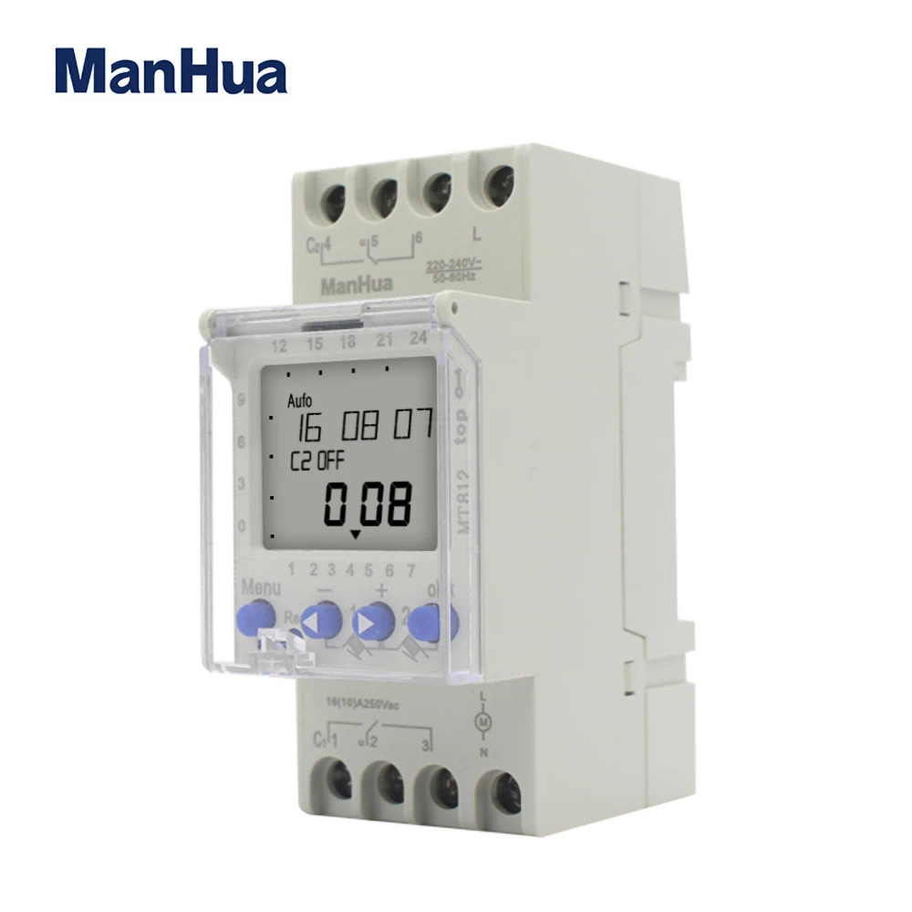 ManHua MT812  2 Channel 16A Multi function Weekly Programmable DIN Rail LCD Digital Time Switch 3