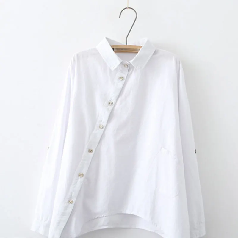 Blouses Shirts Women's Fall Casual Fashion Solid Color Long Sleeve Women Blouses and Tops Skew Collar Office Casual Shirts  2020