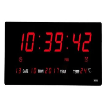 

Livingroom 6 Digits Led Calendar Wall Clock with Thermometer Power Off Time Memory Clock Big Numbers Plugin Alarm Clock