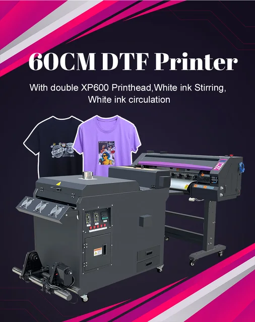 POVOKICI Impresora DTF de 24 pulgadas (23.6 in) (directa a la impresora de  película) Impresora de camiseta con 2 cabezales de impresión E*pson