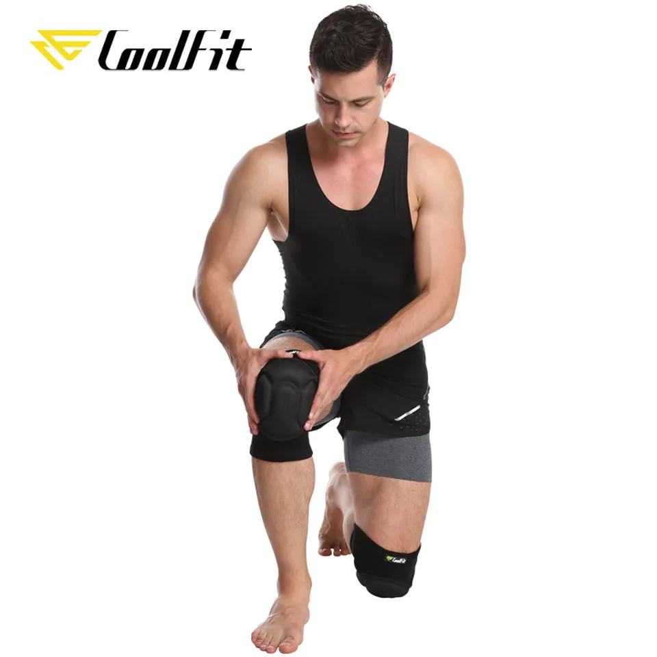 CoolFit 1 пара уплотненные наколенники для футбола волейбола экстремальных видов спорта наколенники Поддержка защита велосипедные защитные наколенники