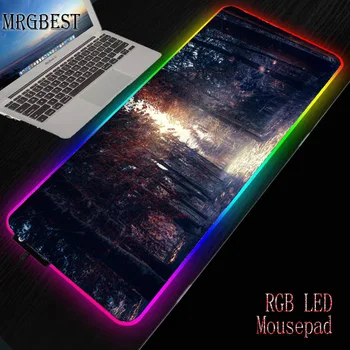 

MRGBEST Forest Sunshine Large LED Light RGB Waterproof Game Mouse Pad USB Wired Gamer Anime Mousemat 7 Colors PC Computer Pads L