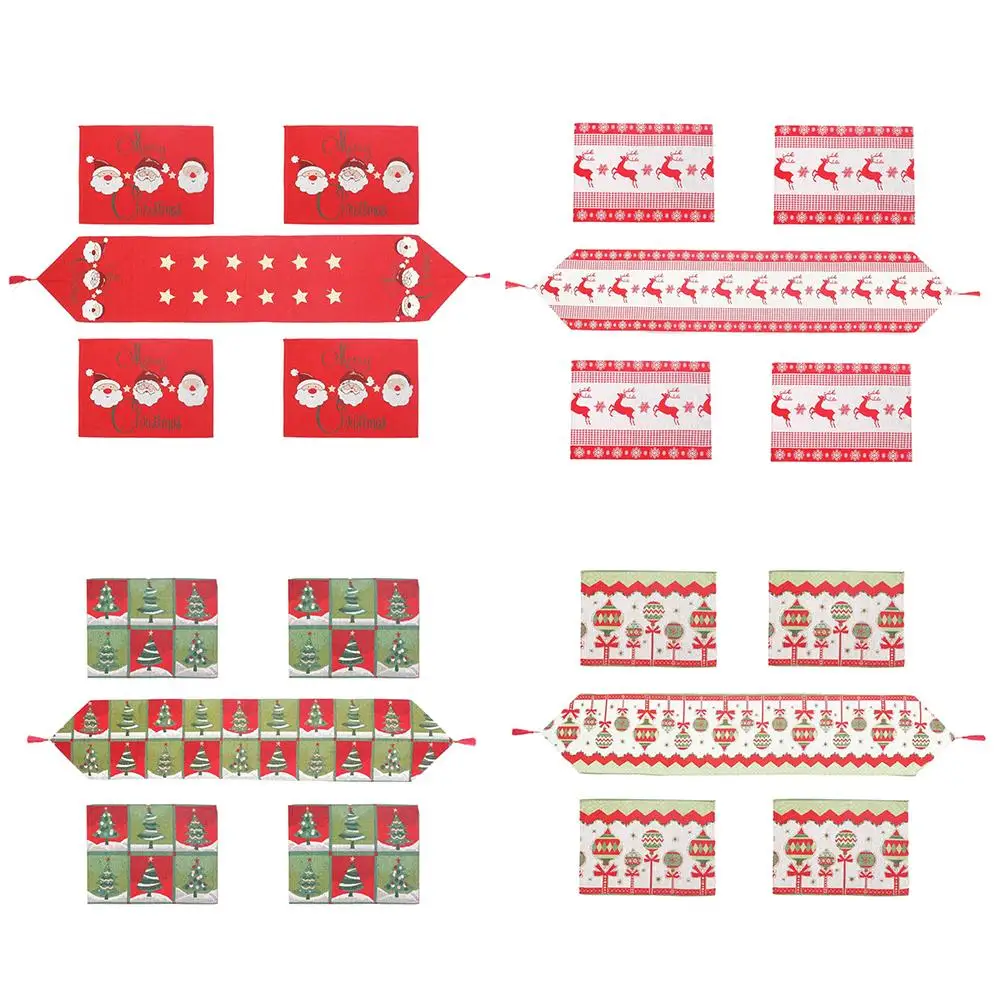 

5PSC Christmas Tablecloth Creative Christmas Series Table Flag Tablecloth Placemat Home Soft Decoration