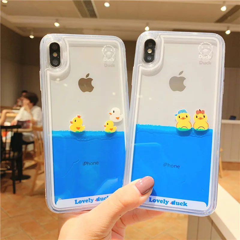 1 шт. чехол для iphone 11 Pro Max плавающий зыбучий песок прекрасный утка жидкость