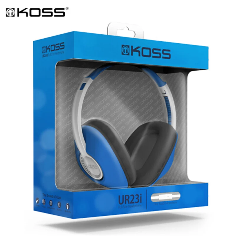 Оригинальные KOSS UR23iG3.5MM l-интерфейс модные наушники с микрофоном провод управление компьютер телефон Универсальная Музыкальная гарнитура - Цвет: Синий