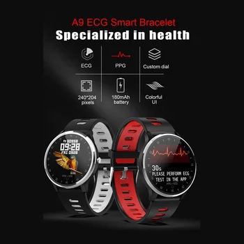 

1.22" IPS Color Display A9 Smart Watch ECG PPG IP67 Waterproof Heart Rate Blood Pressure Monitor Tracker Health Monitoring