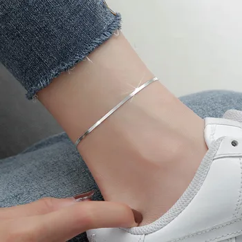 

925 Sterling Silver Snake Chain Pendant Link Chain Anklet Party Jewelry for Women Beach Jewelry sl237