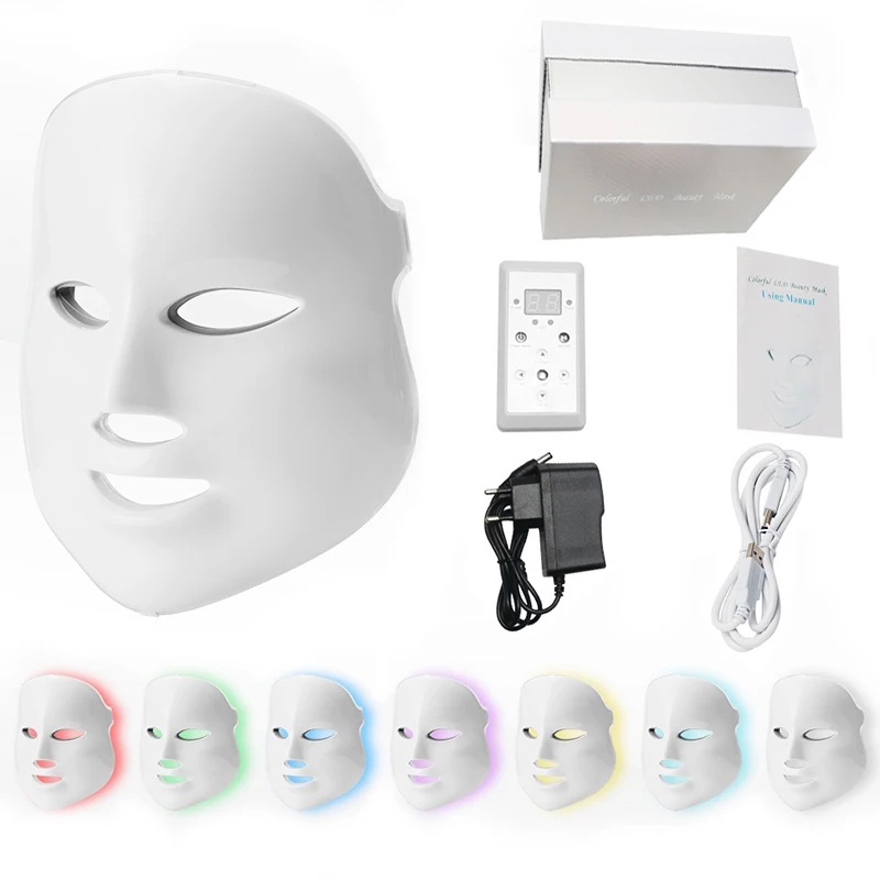 Светодиодный маска терапия корейский Красота Фотон 7 цветов светодиодный маска для лица Уход за лицом светильник терапия для стягивания кожи уход за кожей, омоложение Красота светодиодный маска для лица маска светодиод