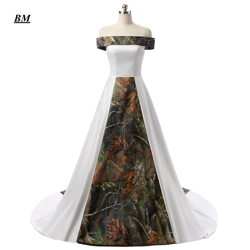 

2019 Vintage New Sexy Long Camo Wedding Dresses With Strapless Satin Lace Up Plus Size Bridal Gowns Vestido De Novia BM121