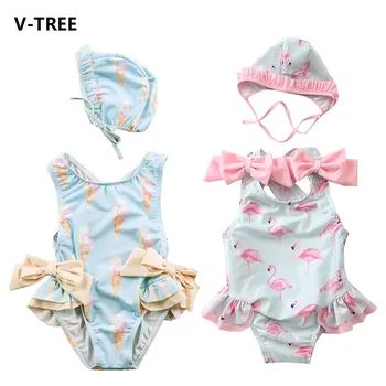 

Baby swimsuit Girls Beautiful Swimming Wear Lovely Flamingo Ice cream Child Fashion Swimwear kids bathing suit