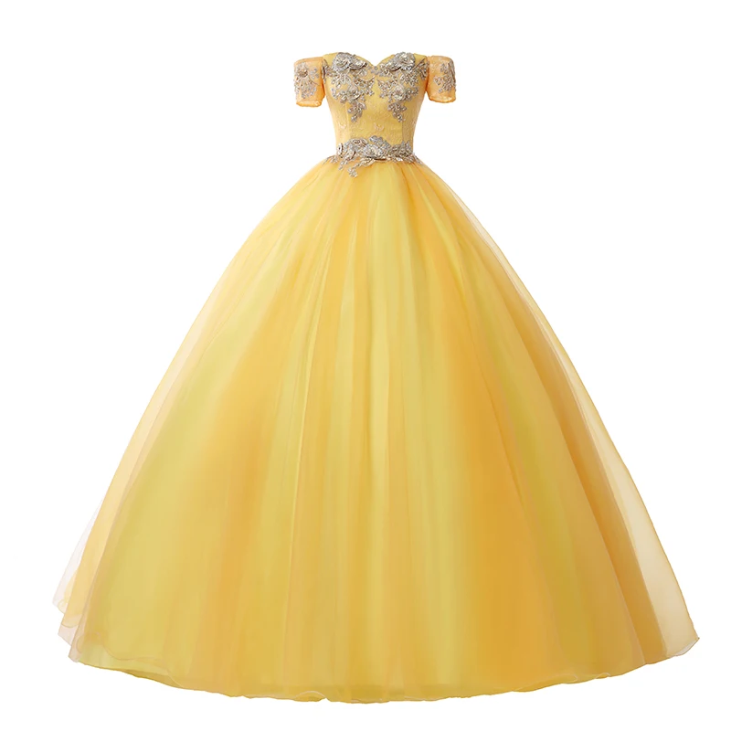 

Quinceanera Dresses 2020 New Luxury Gold Ball Gown Party Prom Vintage Robe De Bal Formal Sweet Vestido De Quincenera