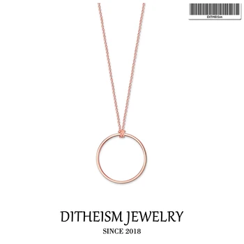 

Link Chain Necklace Large Circle, 2020 Spring Brand Fashion 925 Sterling Silver Jewelry Rose Gold Color Thomas Gift For Women