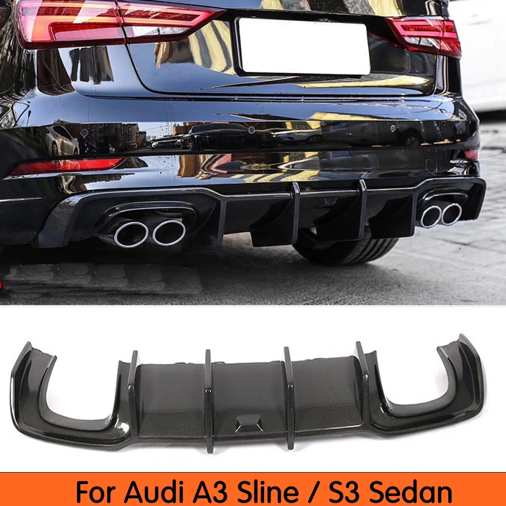 S3 Углеродного волокна задний бампер диффузор для Audi A3 Sline & Бампер седан 4 DR 2017 2018