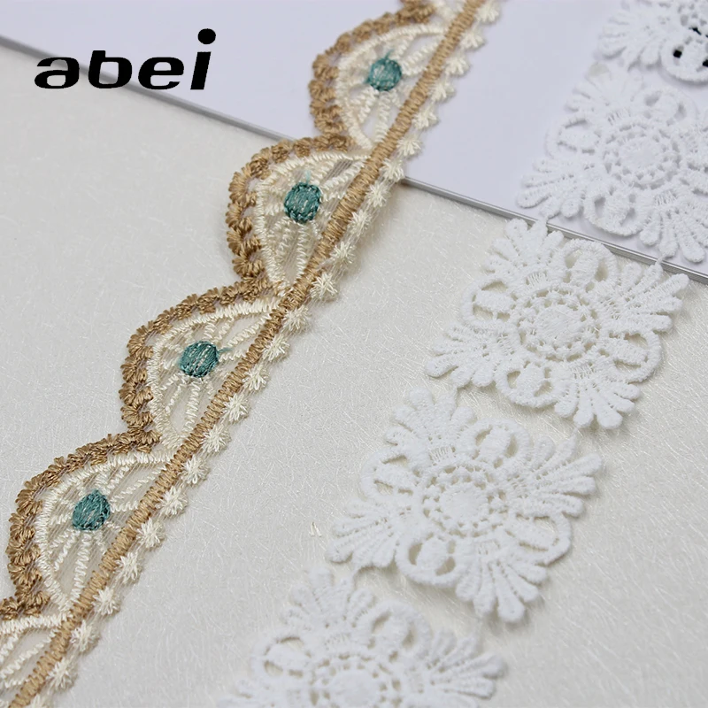 Lace Accessories 2Yards/Lot White Water Soluble Lace Trims Embroidered Mesh Ribbon DIY Appliques Handmade Sewing Tull Craft Underwear Supplier