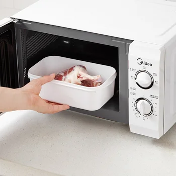 

4pcs Refrigerator Food Boxes Kitchen Grain Sealed Crisper Home Bento Box White