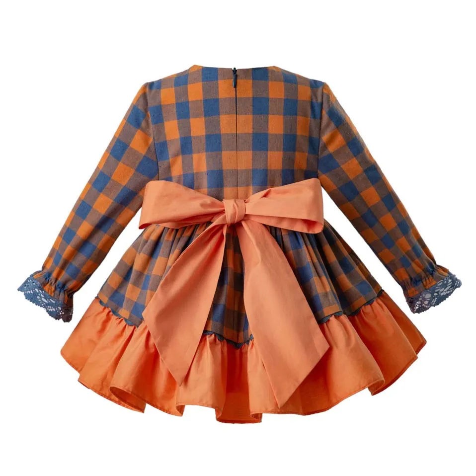 Cutestyles/платье для маленьких девочек; осенний комплект одежды в винтажном стиле; клетчатые костюмы принцессы с PP-pants; Детские костюмы; EG-DMCS110-B435