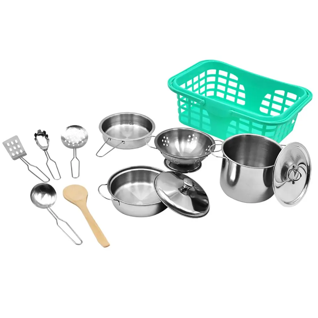 Детский мини-набор кухонных игрушек для приготовления пищи, детский игровой домик, набор кухонных игрушек из нержавеющей стали, набор кухонных принадлежностей