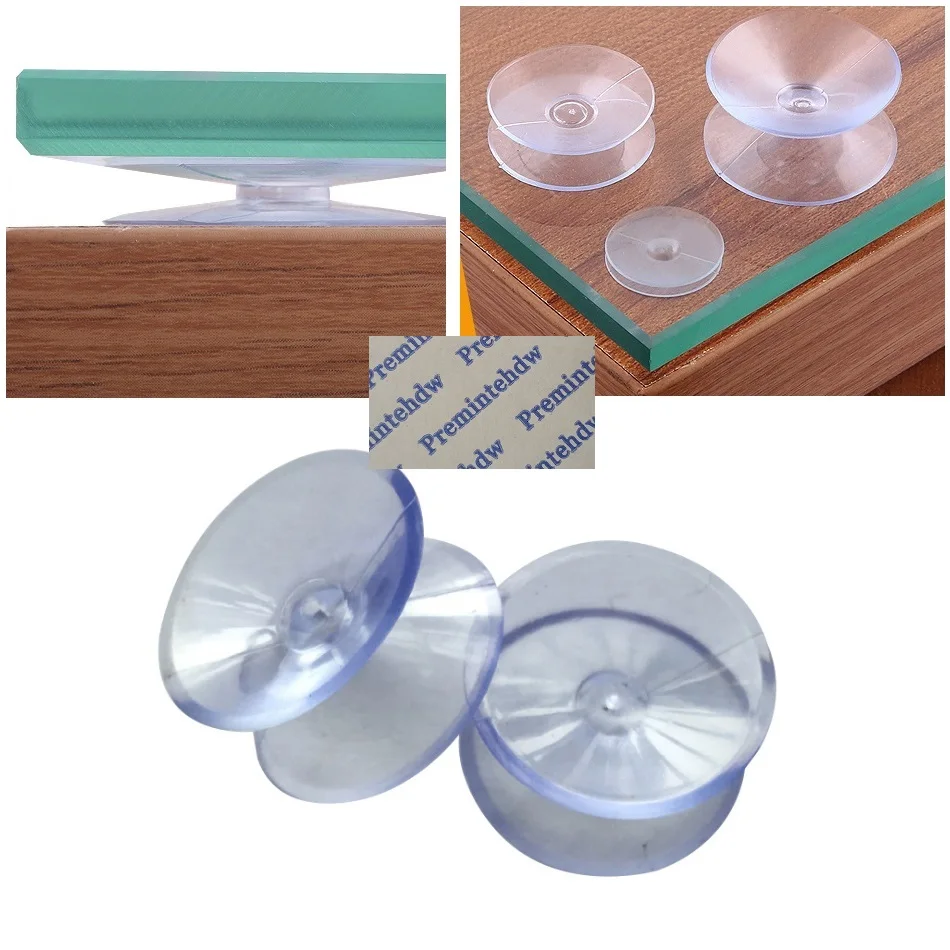 1000Pcs 20mm 25mm 30mm 35mm Double Sided Round Clear Rubber Suction Cup Spacer Glass To Glass Top Pad Bumper
