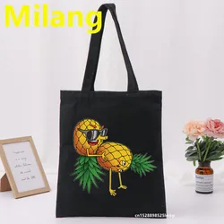 BAG Funny Upside Down Pineapple Swinger Gift For Women Cute Canvas Bags Harajuku Large Capacity Messenger Women Bags Cool Wallet