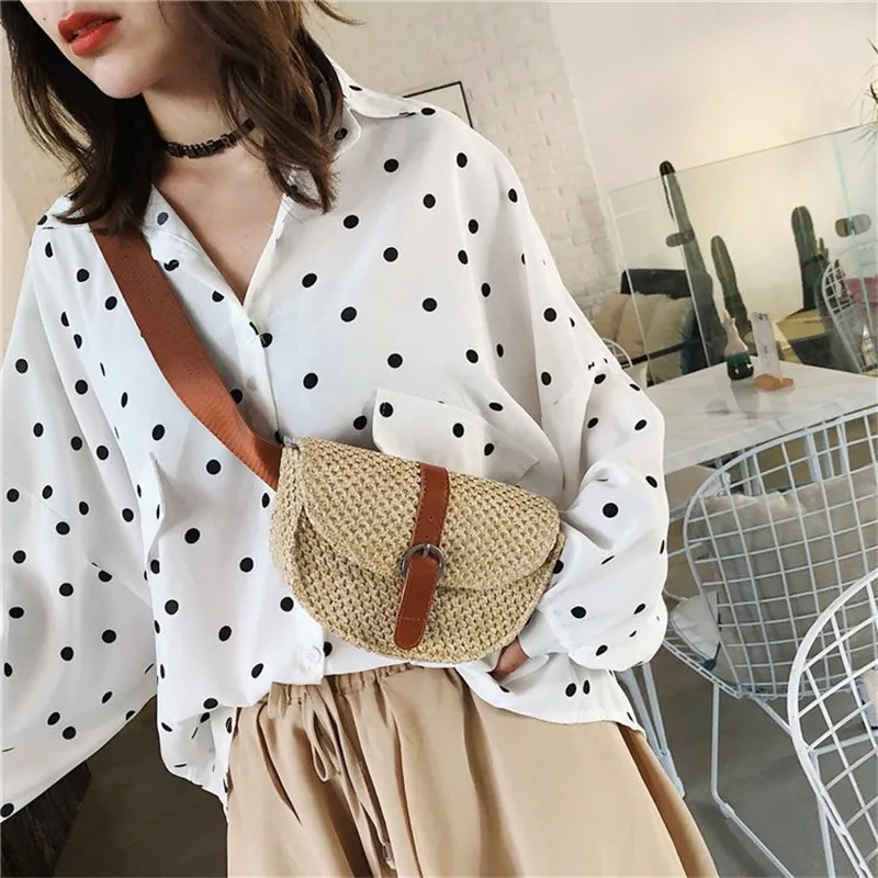 

Mihaivina Women Chest Bags Fashion Weaving Belt Bag Fanny Pack Bag Casual Shoulder Bag Hip Hop Female Phone Wallet Waist Packs