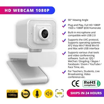 

New USB Web Camera 1080P HD Computer Camera Webcams Built-In Sound-absorbing Microphone 1920 *1080 Dynamic Resolution