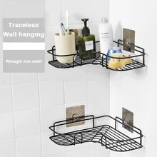 

Bathroom Shelf Corner Frame Shower Shelf Wrought Iron Shampoo Storage Rack Holder Kitchen with Suction Cup Bathroom Accessories