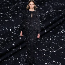 Pearlsilk 16momme саржевая шелковая хлопковая ткань со звездами ткани с цифровым печатным рисунком материалы осеннее женское платье швейная ткань