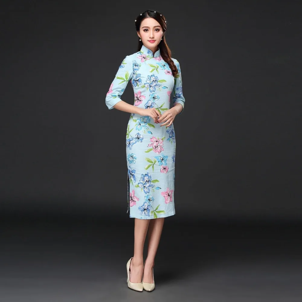 Длинное платье Cheongsam, сексуальное свадебное китайское традиционное платье cheongsam, женское хлопковое и Гламурное свадебное платье cheongsam