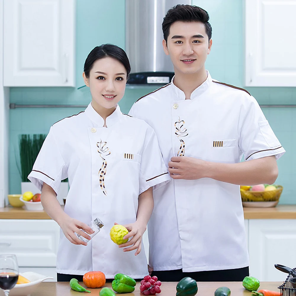 Restaurant Kitchen Chef Uniform Breathable Double Breasted Shirt Chef Jacket+cap+apron works clothes for men Wholesale Unisex
