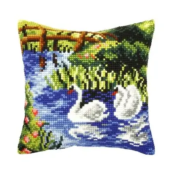 

swan Latch Hook Pillow Kits DIY Segment Embroidery Materials Package Coarse Wool Cross Stitch Supplies klink haak