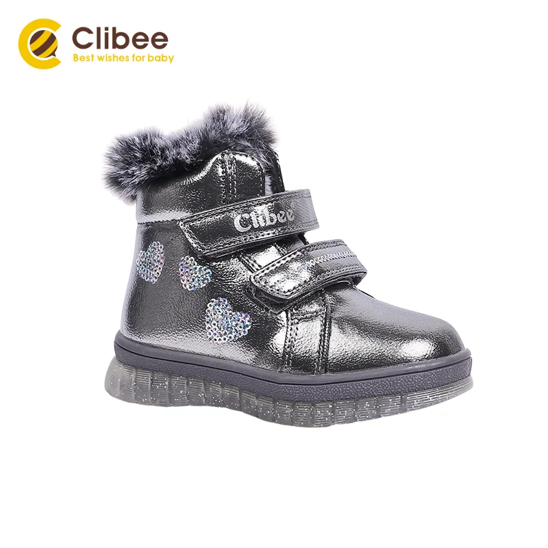 Повседневные кроссовки CLIBEE из искусственной кожи для девочек теплые зимние