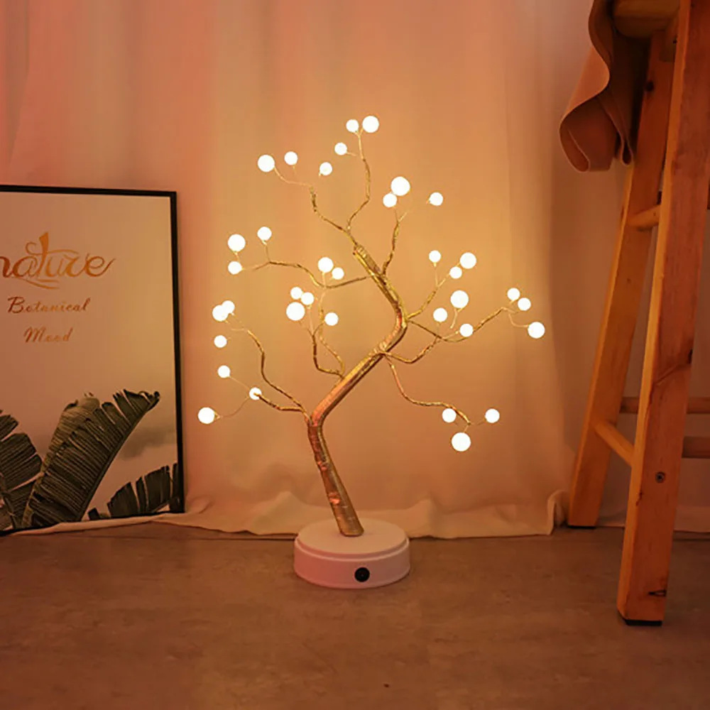108 LED USB Fire Tree Light Copper wire Table Lamps Night light for Home Indoor Bedroom Wedding Party Bar Christmas Decoration - Испускаемый цвет: 5(36 lights)