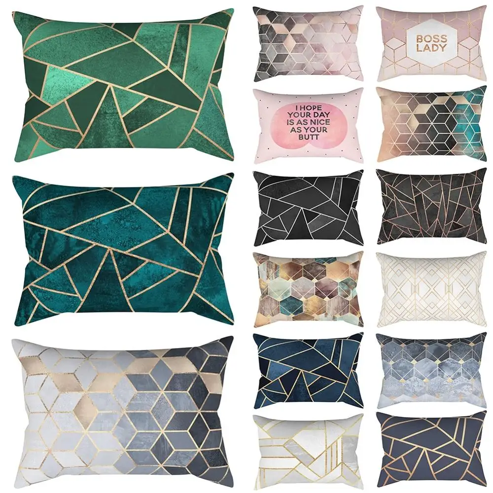 30*50 cm Simple Rectangle Pillow Case Geometric Short Plush Printed Sofa Bedroom Seat Soft Cushion Cover Home Decor Gifts | Дом и сад