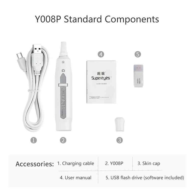 Supereyes USB цифровой микроскоп проверка кожи камера 2MP 300X зум Ручной эндоскоп Портативный Лупа отоскоп водонепроницаемый Y008P