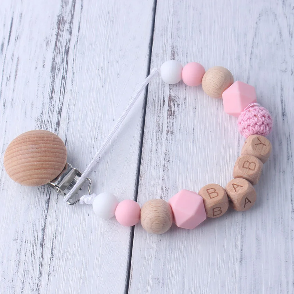 Baby Teether Clips Pacifier Chains Handmade Eco Friendly Holder Safe Infant Teething Silicone Accessories Feeding Nipple Kids