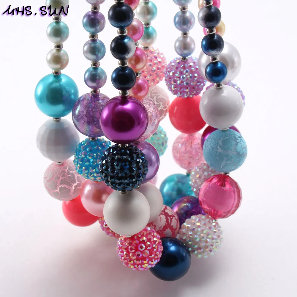 Fashion Girls Necklace Colorful Bead Bracelet Jewelry Set kids Jewelry Gift