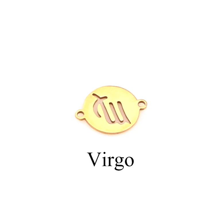Gold Virgo 5 шт/лот подвески из нержавеющей стали 12 созвездий DIY звенья для серег браслет ожерелье ювилирные изделия фурнитура изготовление - Окраска металла: Gold Virgo