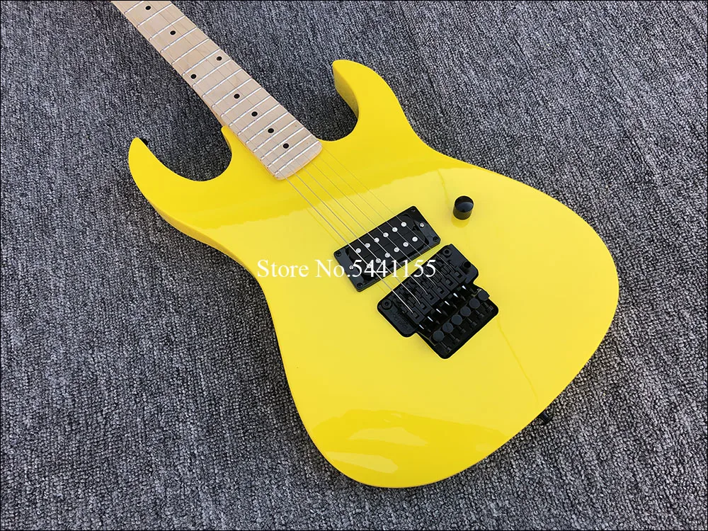 High quality Yellow electric guitar, Floyd rose Electric Guitar,Black hardware,free shipping